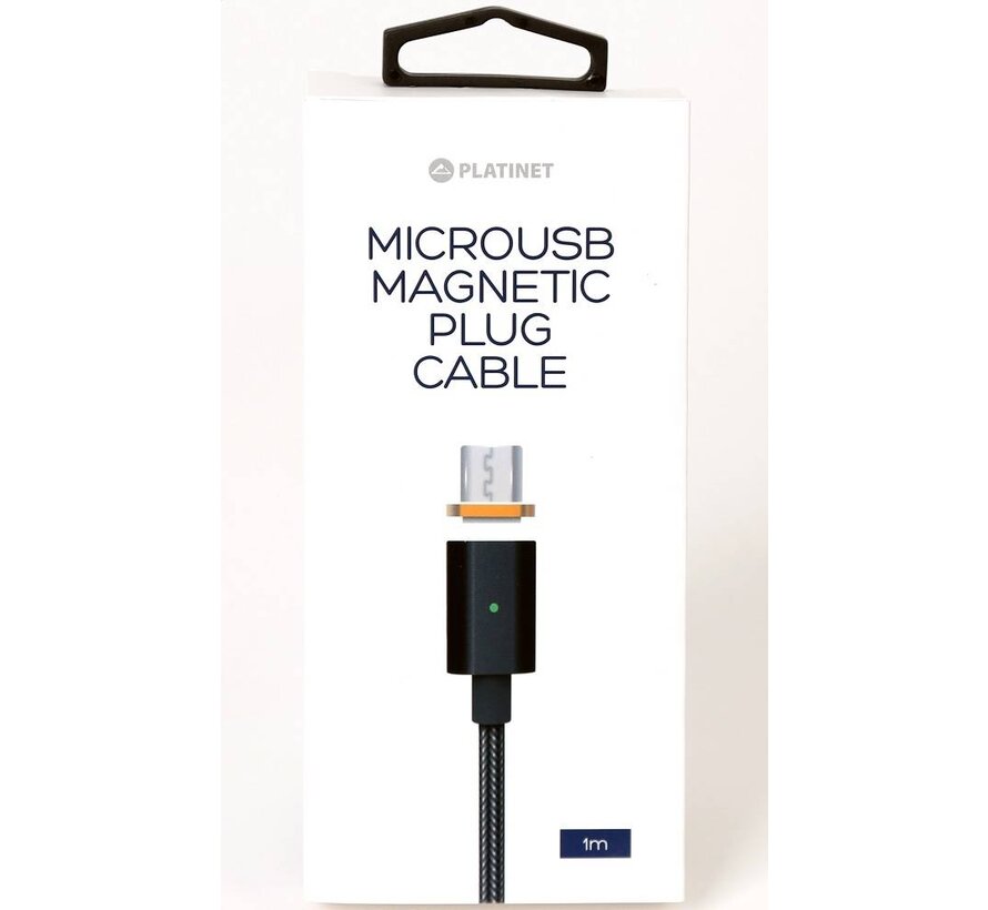PLATINET MICRO USB TO USB CABLE WITH MAGNETIC PLUG 1M SILVER [43470]
