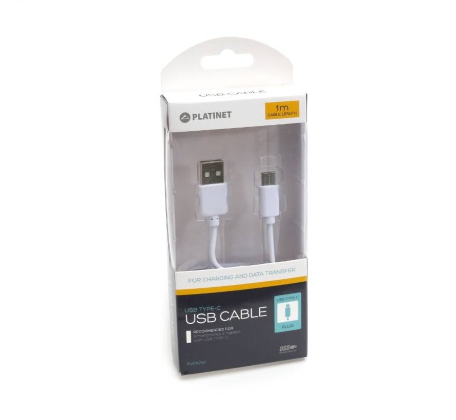 PLATINET USB TYPE-C TO USB FABRIC BRAIDED CABLE 1M BLACK