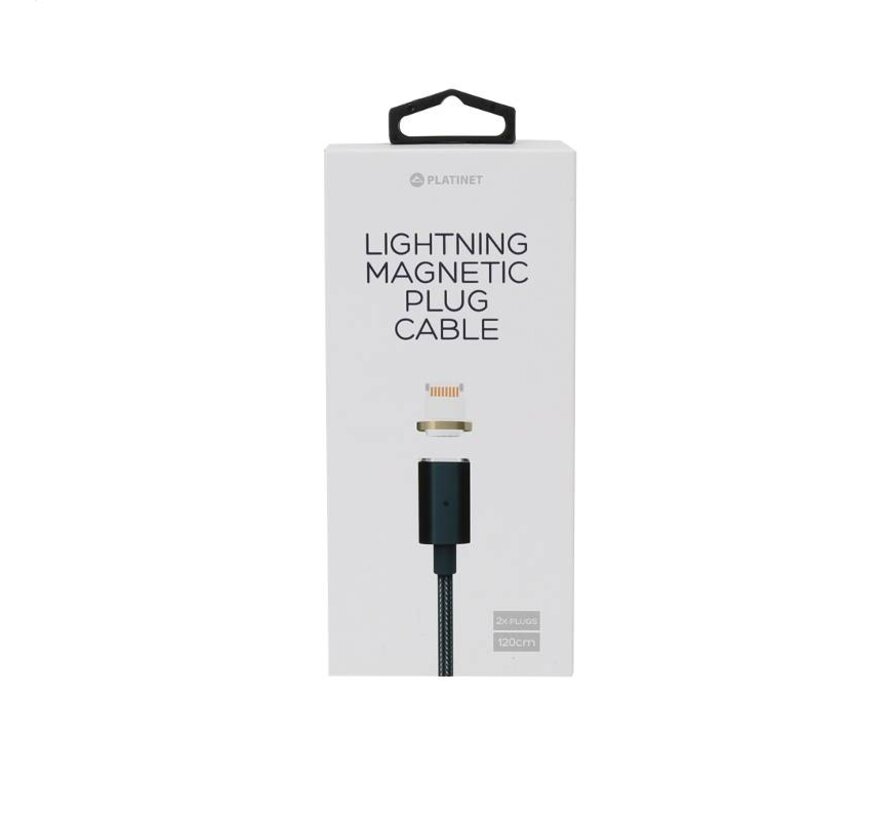 PLATINET LIGHTNING USB CABLE WITH MAGNETIC PLUG 1,2M BLACK [43471]