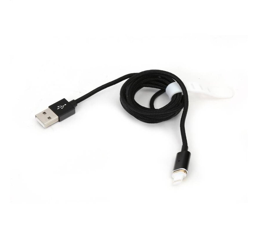 CABLE LIGHTNING (POUR IPHONE) USB PLATINET AVEC 2 EMBOUTS MAGNETIQUES 1,2M NOIR [43608]