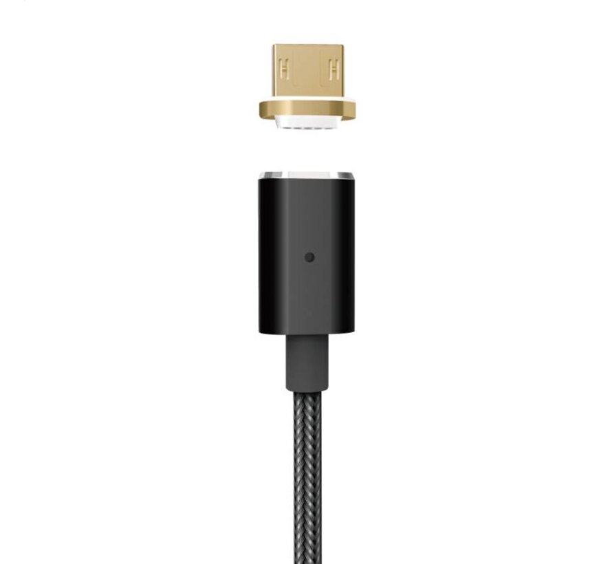 CABLE MICRO USB - USB PLATINET AVEC 2 EMBOUTS MAGNETIQUES 1,2M NOIR [43607]