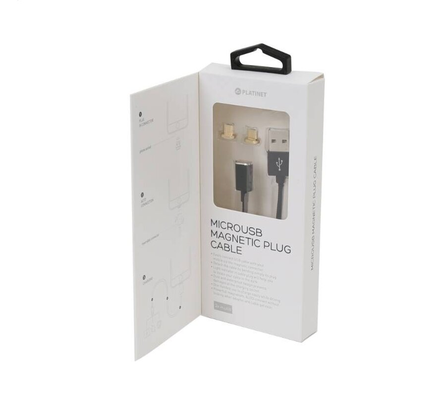 PLATINET MICRO USB TO USB CABLE WITH MAGNETIC PLUG 1,2M SILVER [43470]