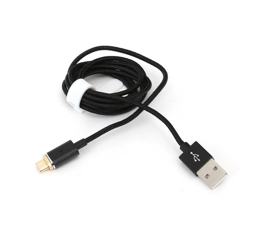 CABLE MICRO USB - USB PLATINET AVEC 2 EMBOUTS MAGNETIQUES 1,2M NOIR [43607]