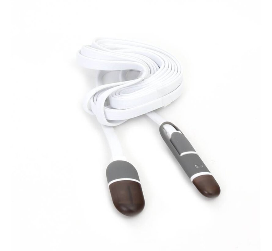 PLATINET USB UNIVERSAL CABLE 2 IN 1: MICRO USB & LIGHTNING PLUGS BLACK