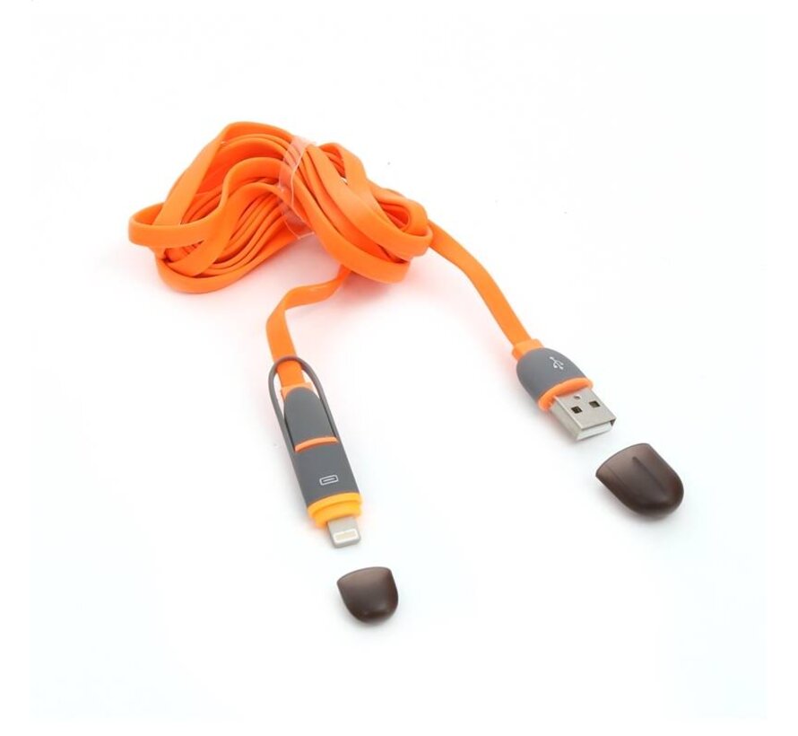 PLATINET USB UNIVERSAL CABLE 2 IN 1: MICRO USB & LIGHTNING PLUGS BLACK