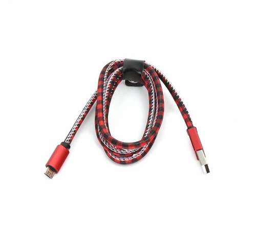 Platinet PLATINET MICRO USB TO USB LEATHER CHECKED CABLE 1M RED