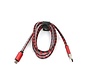CABLE MICRO USB VERS USB A CARREAUX PLATINET CUIR 1M ROUGE