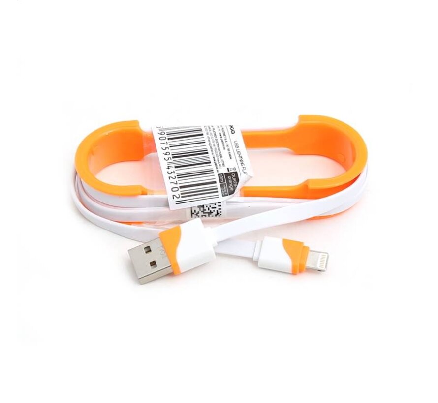OMEGA USB LIGHTNING FLAT CABLE 1M ORANGE