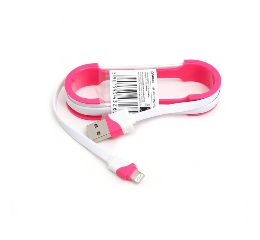 OMEGA USB LIGHTNING FLAT CABLE 1M RED