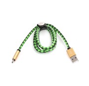Platinet PLATINET MICRO USB TO USB LEATHER CHECKED CABLE 1M GREEN