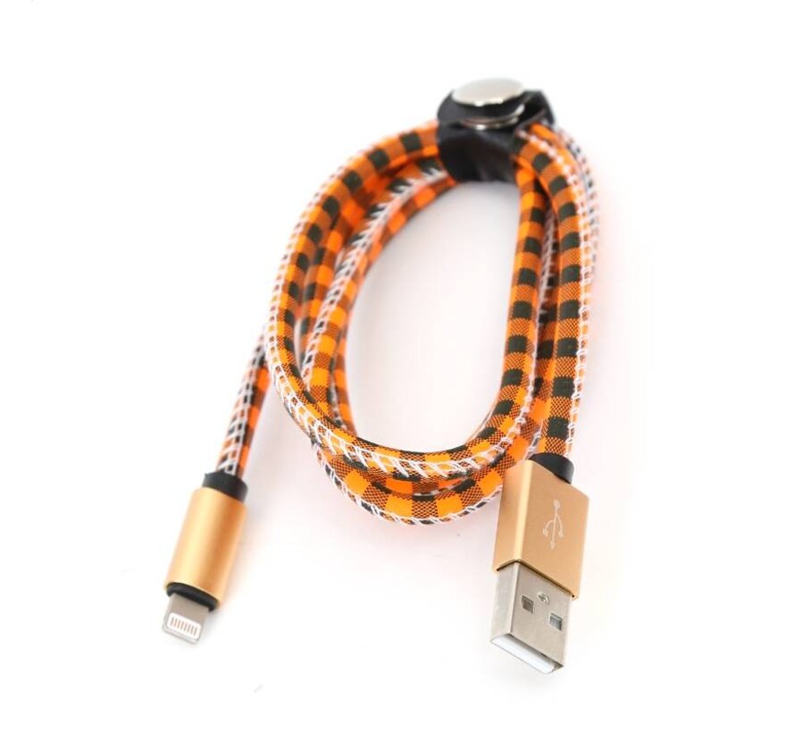 PLATINET CABLE USB LIGHTNING CUIR 1M ORANGE 43329