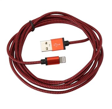 Platinet PLATINET USB LIGHTNING FABRIC BRAIDED CABLE 2M RED