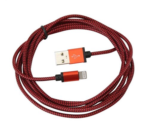 Platinet CABLE TRESSE USB LIGHTNING - 2M - ROUGE