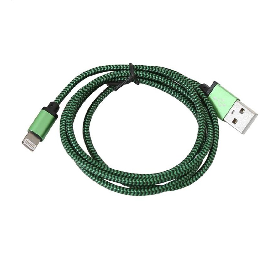 PLATINET USB LIGHTNING FABRIC BRAIDED CABLE 1M GREEN