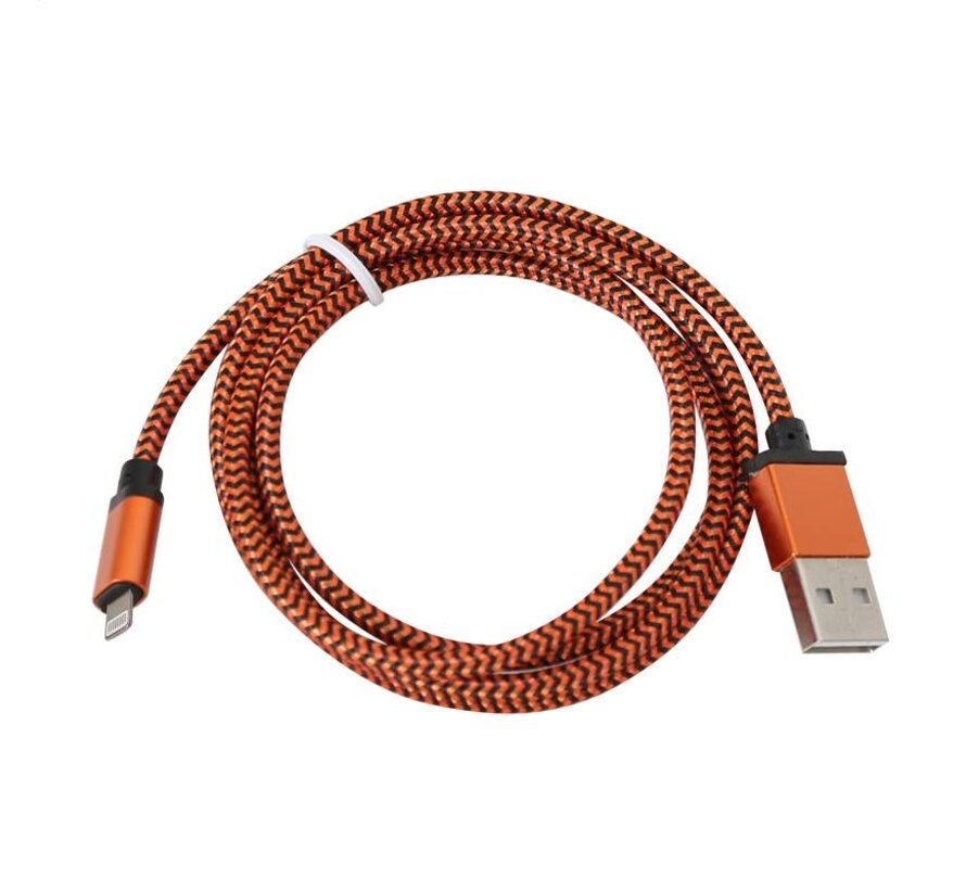 PLATINET USB LIGHTNING FABRIC BRAIDED CABLE 1M ORANGE