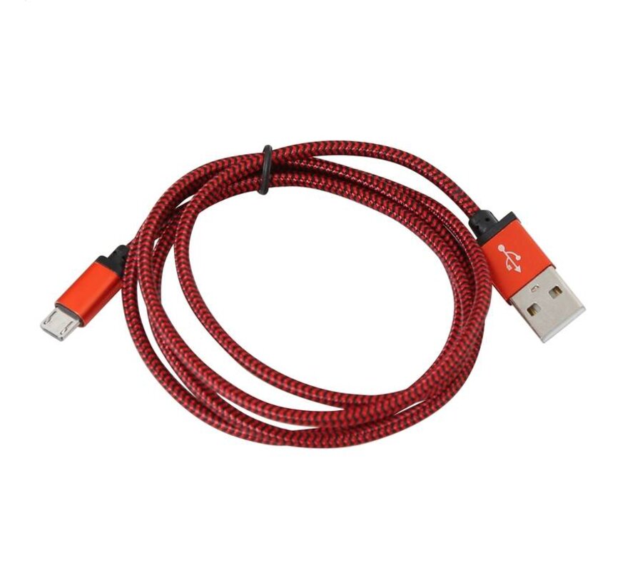 PLATINET MICRO USB TO USB FABRIC BRAIDED CABLE 1M RED