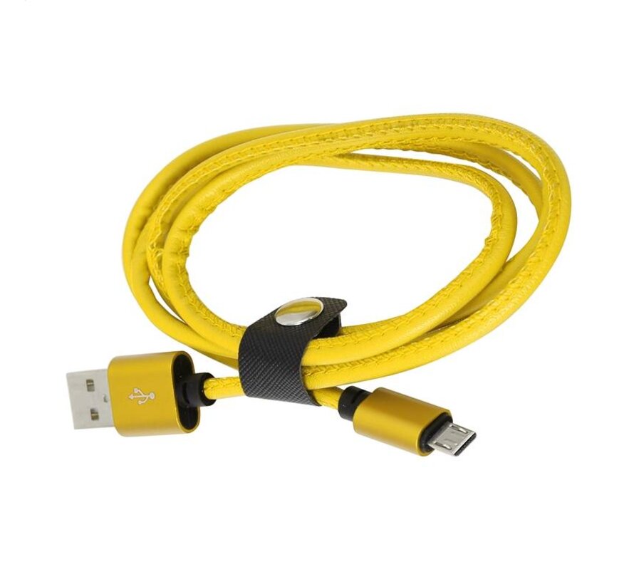 PLATINET MICRO USB TO USB LEATHER CABLE 1M 2,4A YELLOW