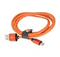 PLATINET MICRO USB TO USB LEATHER CABLE 1M 2,4A ORANGE