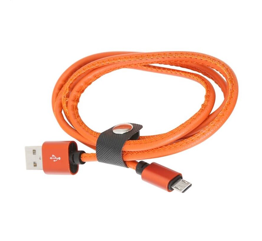 PLATINET MICRO USB TO USB LEATHER CABLE 1M 2,4A ORANGE