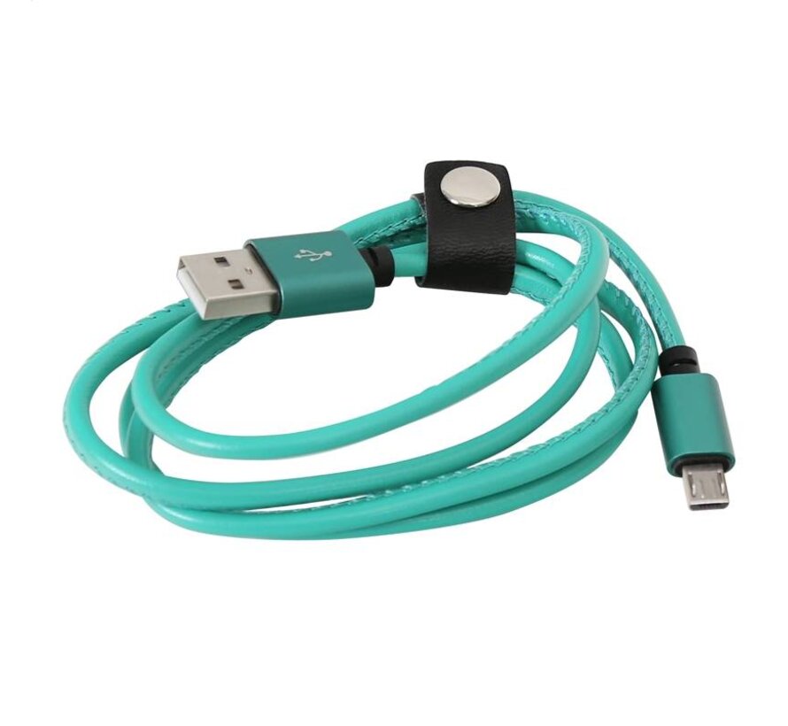 CABLE CUIR PLATINET MICRO USB vers USB - 1M - VERT