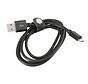 CABLE CUIR PLATINET MICRO USB vers USB - 1M - NOIR