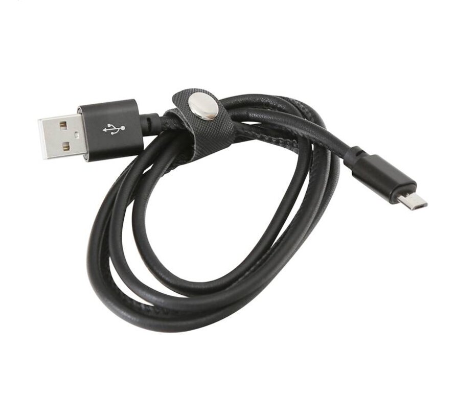 CABLE CUIR PLATINET MICRO USB vers USB - 1M - NOIR