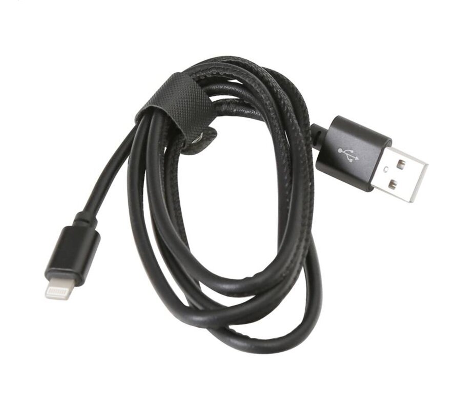 CABLE USB CUIR PLATINET LIGHTNING - 1M NOIR