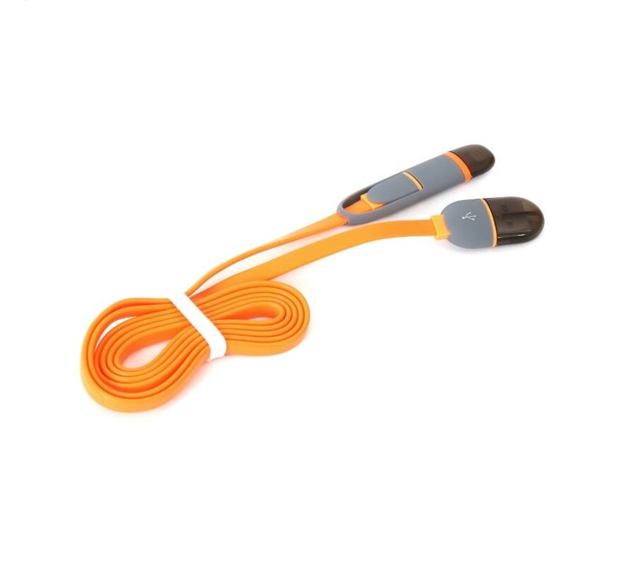 PLATINET USB UNIVERSAL CABLE 2 IN 1: MICRO USB & LIGHTNING PLUGS ORANGE