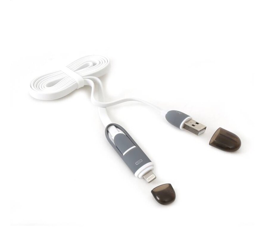 CABLE USB UNIVERSEL PLATINET 2 EN 1: MICRO USB & LIGHTNING - BLANC