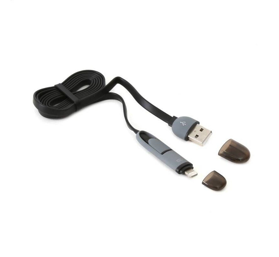 CABLE USB UNIVERSEL PLATINET 2 EN 1: MICRO USB & LIGHTNING NOIR