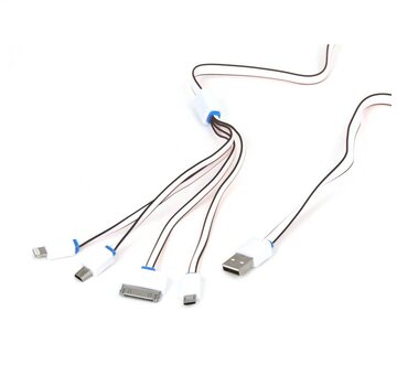 Omega OMEGA USB UNIVERSAL CHARGING CABLE KIT 4 IN 1: MICRO USB + MINI USB + IPHONE4 + LIGHTNING - WHITE & BLACK