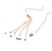 Omega KIT DE RECHARGE 4 EN 1 OMEGA: MICRO USB + MINI USB +  iPhone 4 + Lightning - BLANC/ORANGE