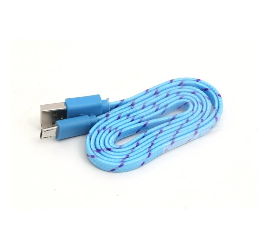 CABLE TISSU PLAT USB 2.0 MICRO USB OMEGA - BLEU/JAUNE