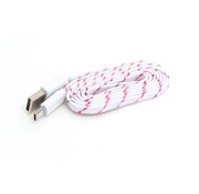 Omega FABRIC BRAIDED MICRO USB TO USB FLAT CABLE 1M WHITE [42331]