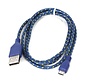 FABRIC BRAIDED MICRO USB TO USB CABLE 1M BLUE & YELLOW [42315]