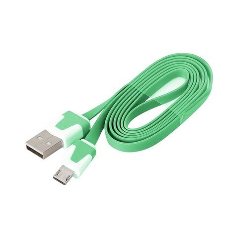 Omega CABLE USB 2.0 PLAT OMEGA microUSB pour smartphones, tablettes 1M VERT [41858]