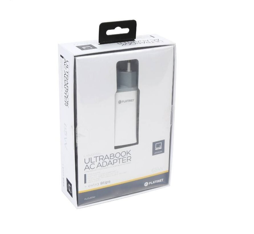 ADAPTATEUR POUR NOTEBOOK UNIVERSEL PLATINET 65W 8 embouts BLANC [43740]