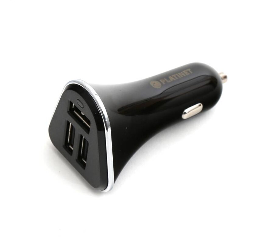 PLATINET CAR CHARGER 3xUSB 5,2A + microUSB cable 1m BLACK [43721]