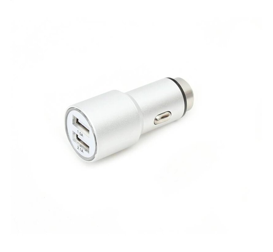 OMEGA CAR CHARGER METAL 2xUSB 5V 2.1A SILVER [43344]