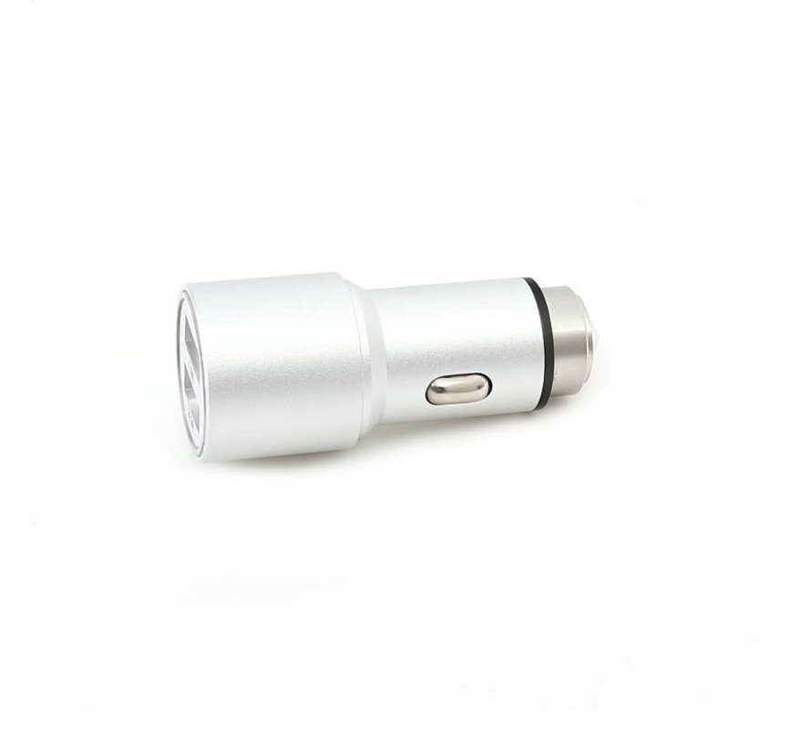 OMEGA CAR CHARGER METAL 2xUSB 5V 2.1A SILVER [43344]