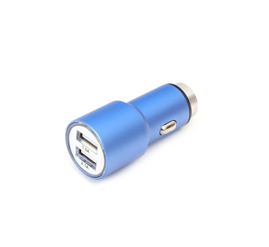 CHARGEUR POUR VOITURE OMEGA METAL 2xUSB 5V 2.1A bleu