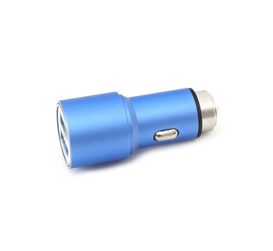 OMEGA CAR CHARGER METAL 2xUSB 5V 2.1A BLUE [43343]