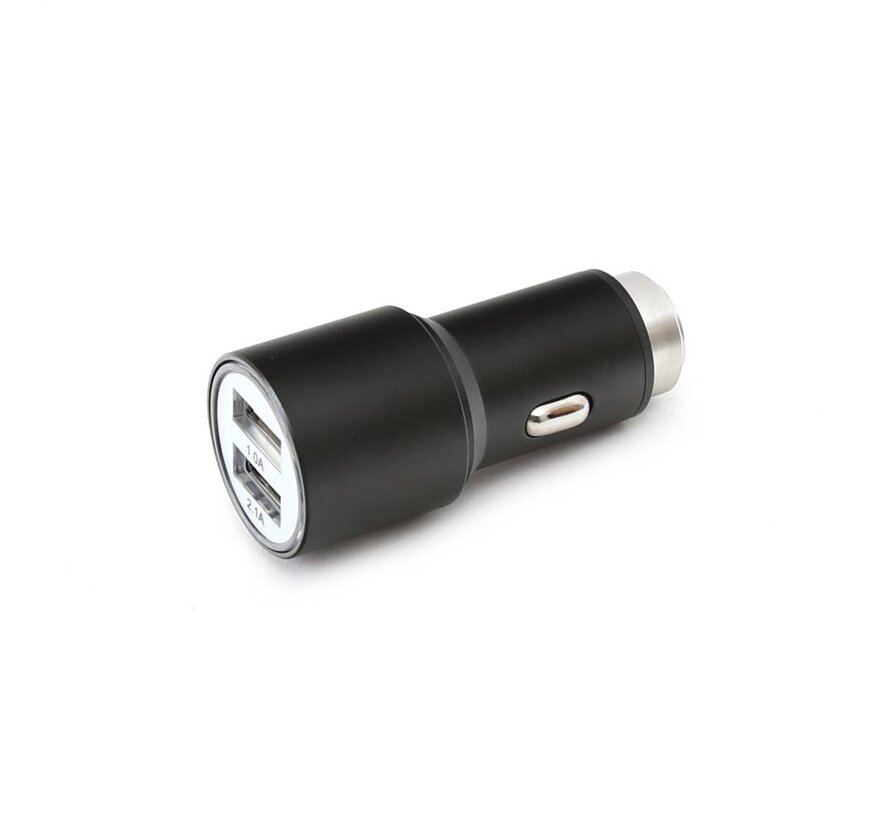 OMEGA CAR CHARGER METAL 2xUSB 5V 2.1A BLACK [43342]