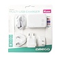OMEGA CHARGER 4-PORT USB 4A WHITE US+EU+UK [42674]