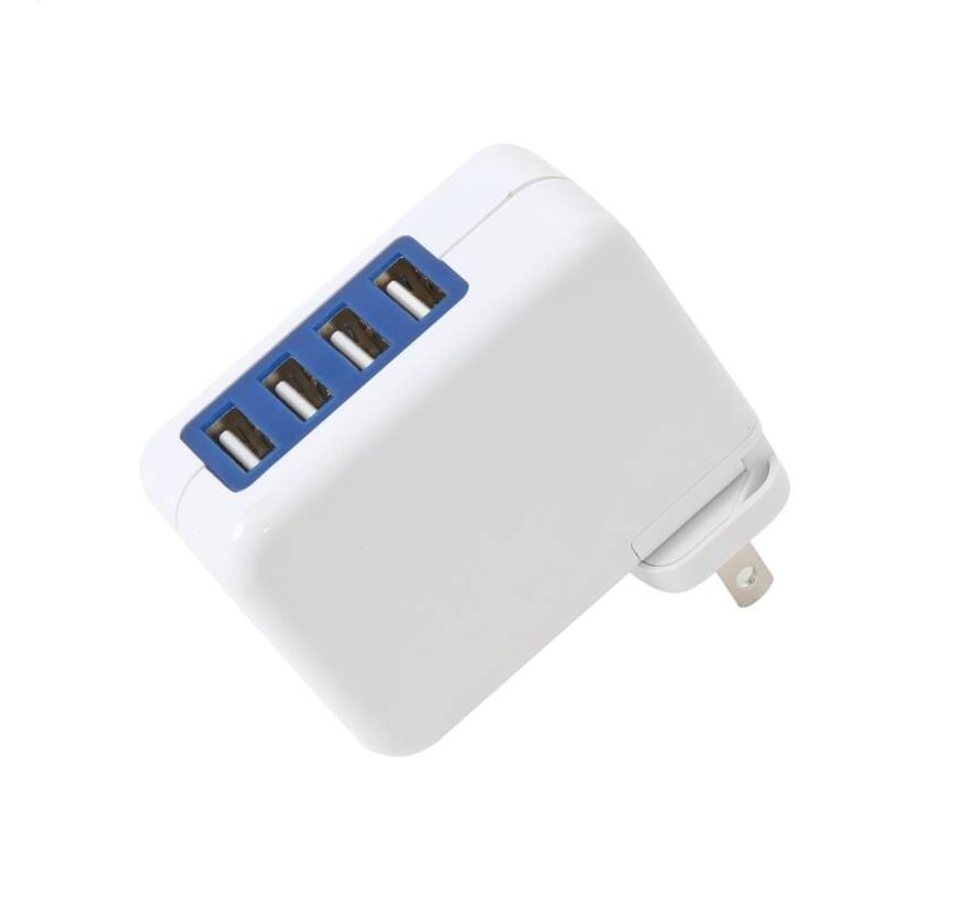 OMEGA CHARGER 4-PORT USB 4A WHITE US+EU+UK [42674]