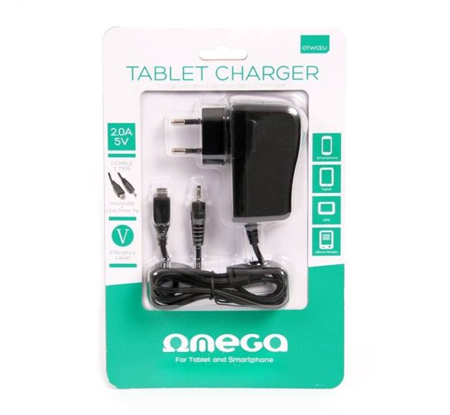 CHARGEUR MURAL POUR TABLETTE OMEGA MICRO USB & 2,5x0,7MM [41836]