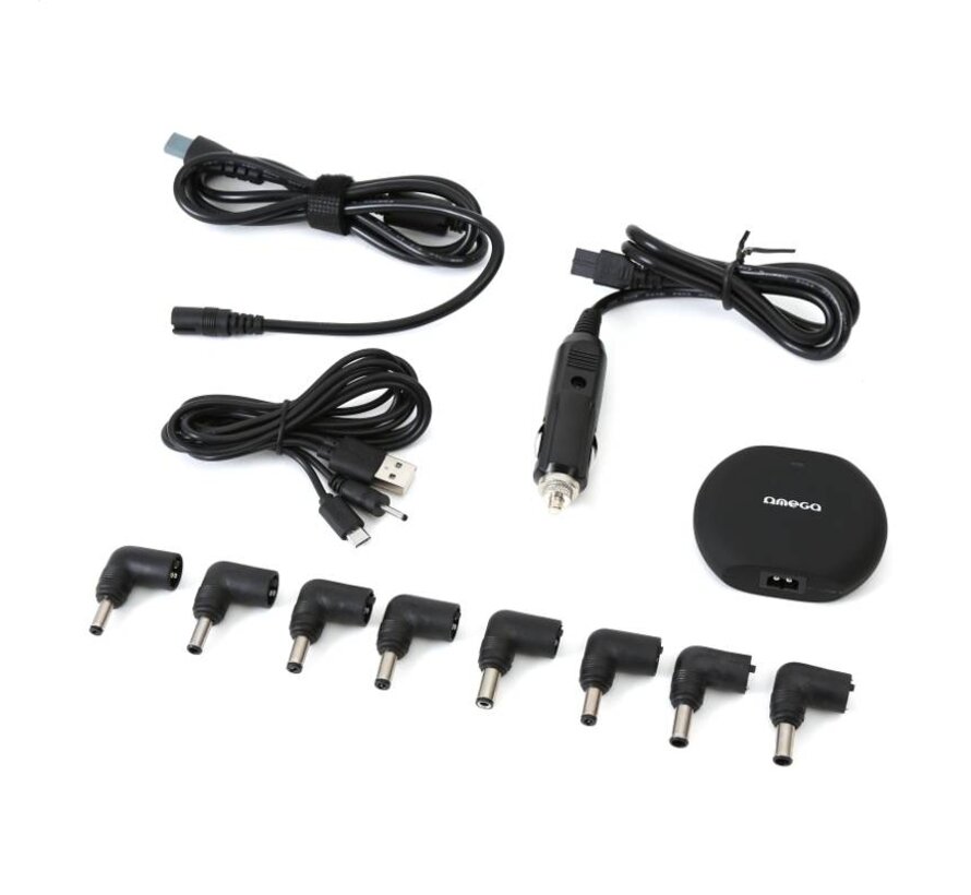 OMEGA MINI ADAPTATEUR DC UNIVERSEL/NOTEBOOK/VOITURE/USB 90W MINI 2 EN 1 (41796)