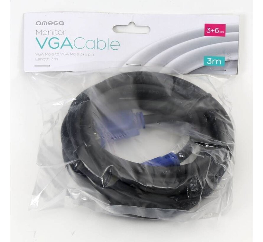 OMEGA VGA CABLE 15M to 15M 3.0M 40366