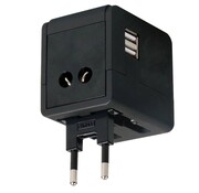 Omega OMEGA POWER TRAVEL ADAPTOR 220-250V 4 in 1 WITH USB CHARGER BLACK