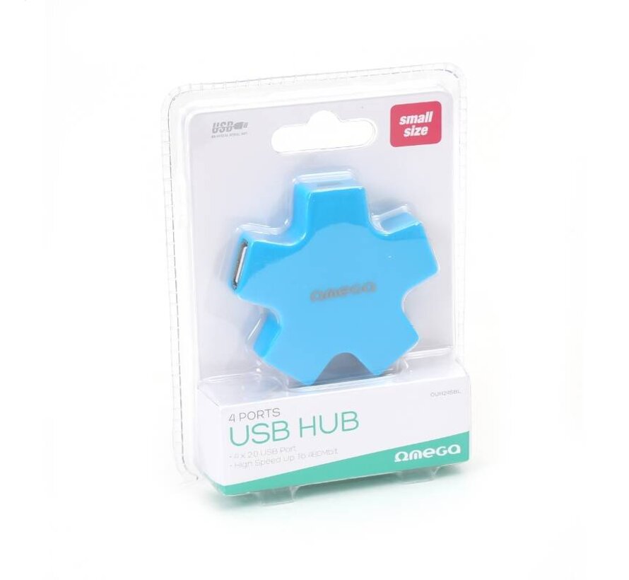 OMEGA USB 2.0 HUB 4 PORT STAR BLUE